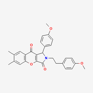 molecular formula C29H27NO5 B11146825 1-(4-Methoxyphenyl)-2-[2-(4-methoxyphenyl)ethyl]-6,7-dimethyl-1,2-dihydrochromeno[2,3-c]pyrrole-3,9-dione 