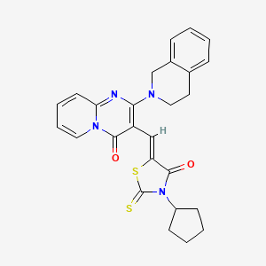 3-[(Z)-(3-cyclopentyl-4-oxo-2-thioxo-1,3-thiazolidin-5-ylidene)methyl]-2-(3,4-dihydroisoquinolin-2(1H)-yl)-4H-pyrido[1,2-a]pyrimidin-4-one