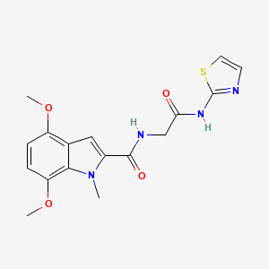 molecular formula C17H18N4O4S B11146871 4,7-dimethoxy-1-methyl-N-[2-oxo-2-(1,3-thiazol-2-ylamino)ethyl]-1H-indole-2-carboxamide 