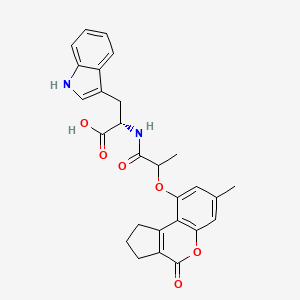 molecular formula C27H26N2O6 B11146872 N-{2-[(7-methyl-4-oxo-1,2,3,4-tetrahydrocyclopenta[c]chromen-9-yl)oxy]propanoyl}-L-tryptophan 