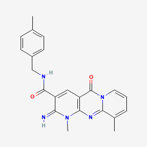 6-imino-7,11-dimethyl-N-[(4-methylphenyl)methyl]-2-oxo-1,7,9-triazatricyclo[8.4.0.03,8]tetradeca-3(8),4,9,11,13-pentaene-5-carboxamide