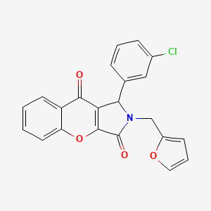 molecular formula C22H14ClNO4 B11146982 1-(3-Chlorophenyl)-2-(furan-2-ylmethyl)-1,2-dihydrochromeno[2,3-c]pyrrole-3,9-dione 