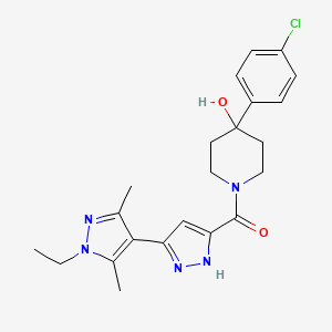 molecular formula C22H26ClN5O2 B11146995 4-(4-Chlorophenyl)-1-{1'-ethyl-3',5'-dimethyl-1'H,2H-[3,4'-bipyrazole]-5-carbonyl}piperidin-4-OL 