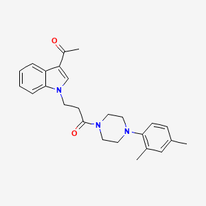 molecular formula C25H29N3O2 B11147009 3-(3-acetyl-1H-indol-1-yl)-1-[4-(2,4-dimethylphenyl)piperazino]-1-propanone 