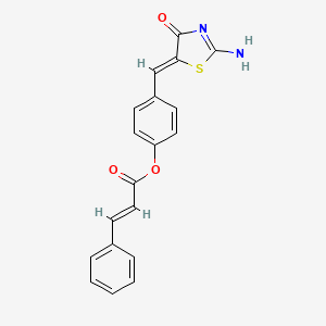 molecular formula C19H14N2O3S B11147058 4-[(Z)-(2-imino-4-oxo-1,3-thiazolidin-5-ylidene)methyl]phenyl (2E)-3-phenylprop-2-enoate 