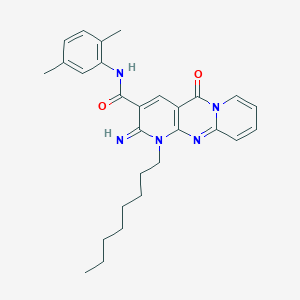 molecular formula C28H33N5O2 B11147067 N-(2,5-dimethylphenyl)-6-imino-7-octyl-2-oxo-1,7,9-triazatricyclo[8.4.0.03,8]tetradeca-3(8),4,9,11,13-pentaene-5-carboxamide 