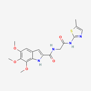 molecular formula C18H20N4O5S B11147079 5,6,7-trimethoxy-N-{2-[(5-methyl-1,3-thiazol-2-yl)amino]-2-oxoethyl}-1H-indole-2-carboxamide 