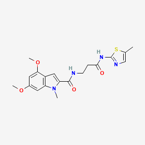 molecular formula C19H22N4O4S B11147094 4,6-dimethoxy-1-methyl-N-{3-[(5-methyl-1,3-thiazol-2-yl)amino]-3-oxopropyl}-1H-indole-2-carboxamide 