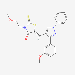 molecular formula C23H21N3O3S2 B11147114 (5Z)-3-(2-methoxyethyl)-5-{[3-(3-methoxyphenyl)-1-phenyl-1H-pyrazol-4-yl]methylidene}-2-thioxo-1,3-thiazolidin-4-one 