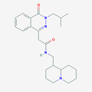 molecular formula C24H34N4O2 B11147119 2-[3-(2-methylpropyl)-4-oxo-3,4-dihydrophthalazin-1-yl]-N-(octahydro-2H-quinolizin-1-ylmethyl)acetamide 