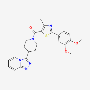 molecular formula C24H25N5O3S B11147167 [2-(3,4-Dimethoxyphenyl)-4-methyl-1,3-thiazol-5-yl](4-[1,2,4]triazolo[4,3-a]pyridin-3-ylpiperidino)methanone 