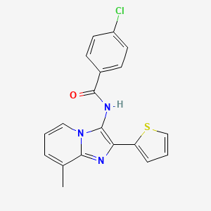 molecular formula C19H14ClN3OS B11147189 4-chloro-N-[8-methyl-2-(thiophen-2-yl)imidazo[1,2-a]pyridin-3-yl]benzamide 