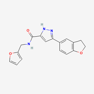 molecular formula C17H15N3O3 B11147203 5-(2,3-dihydro-1-benzofuran-5-yl)-N-(furan-2-ylmethyl)-1H-pyrazole-3-carboxamide 