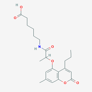 6-({2-[(7-methyl-2-oxo-4-propyl-2H-chromen-5-yl)oxy]propanoyl}amino)hexanoic acid