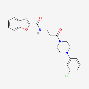 molecular formula C22H22ClN3O3 B11147279 N~2~-{3-[4-(3-chlorophenyl)piperazino]-3-oxopropyl}-1-benzofuran-2-carboxamide 