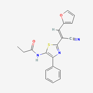 molecular formula C19H15N3O2S B11147285 N-{2-[(E)-1-cyano-2-(furan-2-yl)ethenyl]-4-phenyl-1,3-thiazol-5-yl}propanamide 