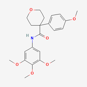 molecular formula C22H27NO6 B11147290 4-(4-methoxyphenyl)-N-(3,4,5-trimethoxyphenyl)tetrahydro-2H-pyran-4-carboxamide 