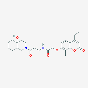 molecular formula C26H34N2O6 B11147291 2-[(4-ethyl-8-methyl-2-oxo-2H-chromen-7-yl)oxy]-N-[3-(4a-hydroxyoctahydroisoquinolin-2(1H)-yl)-3-oxopropyl]acetamide 