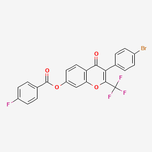 molecular formula C23H11BrF4O4 B11147317 3-(4-bromophenyl)-4-oxo-2-(trifluoromethyl)-4H-chromen-7-yl 4-fluorobenzoate 