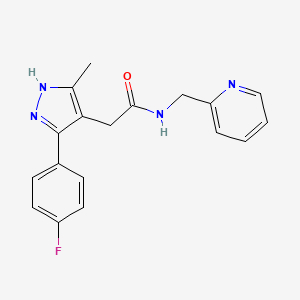 2-[5-(4-fluorophenyl)-3-methyl-1H-pyrazol-4-yl]-N-(pyridin-2-ylmethyl)acetamide