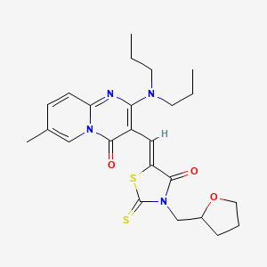 molecular formula C24H30N4O3S2 B11147356 2-(dipropylamino)-7-methyl-3-{(Z)-[4-oxo-3-(tetrahydrofuran-2-ylmethyl)-2-thioxo-1,3-thiazolidin-5-ylidene]methyl}-4H-pyrido[1,2-a]pyrimidin-4-one 