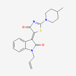 molecular formula C20H21N3O2S B11147404 (3Z)-1-Allyl-3-(2-(4-methyl-1-piperidinyl)-4-oxo-1,3-thiazol-5(4H)-ylidene)-1,3-dihydro-2H-indol-2-one 