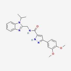 molecular formula C23H25N5O3 B11147421 5-(3,4-dimethoxyphenyl)-N-{[1-(propan-2-yl)-1H-benzimidazol-2-yl]methyl}-1H-pyrazole-3-carboxamide 