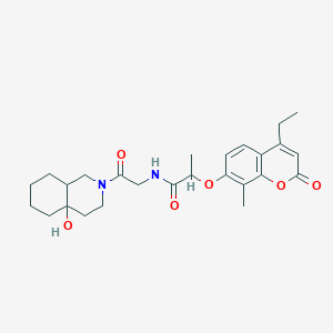 2-[(4-ethyl-8-methyl-2-oxo-2H-chromen-7-yl)oxy]-N-[2-(4a-hydroxyoctahydroisoquinolin-2(1H)-yl)-2-oxoethyl]propanamide