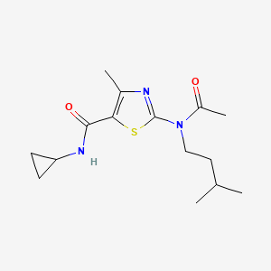 molecular formula C15H23N3O2S B11147456 2-[acetyl(isopentyl)amino]-N-cyclopropyl-4-methyl-1,3-thiazole-5-carboxamide 