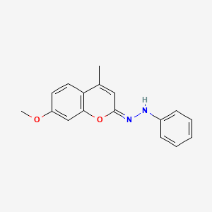 molecular formula C17H16N2O2 B11147500 (1E)-1-(7-methoxy-4-methyl-2H-chromen-2-ylidene)-2-phenylhydrazine 