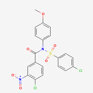 molecular formula C20H14Cl2N2O6S B11147573 4-chloro-N-[(4-chlorophenyl)sulfonyl]-N-(4-methoxyphenyl)-3-nitrobenzamide 