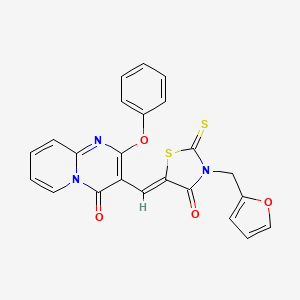 3-{(Z)-[3-(furan-2-ylmethyl)-4-oxo-2-thioxo-1,3-thiazolidin-5-ylidene]methyl}-2-phenoxy-4H-pyrido[1,2-a]pyrimidin-4-one