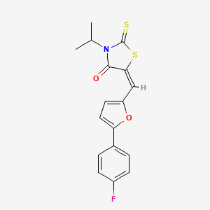 molecular formula C17H14FNO2S2 B11147616 (5E)-5-{[5-(4-fluorophenyl)furan-2-yl]methylidene}-3-(propan-2-yl)-2-thioxo-1,3-thiazolidin-4-one 