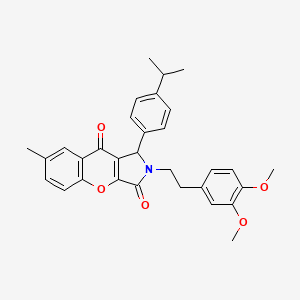 molecular formula C31H31NO5 B11147674 2-[2-(3,4-Dimethoxyphenyl)ethyl]-7-methyl-1-[4-(propan-2-yl)phenyl]-1,2-dihydrochromeno[2,3-c]pyrrole-3,9-dione 