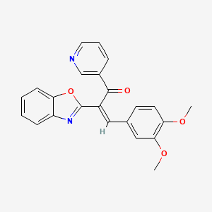 molecular formula C23H18N2O4 B11147677 (2Z)-2-(1,3-benzoxazol-2-yl)-3-(3,4-dimethoxyphenyl)-1-(pyridin-3-yl)prop-2-en-1-one 