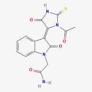 2-[(3Z)-3-(3-acetyl-5-oxo-2-thioxoimidazolidin-4-ylidene)-2-oxo-2,3-dihydro-1H-indol-1-yl]acetamide