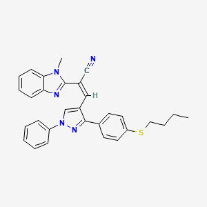 molecular formula C30H27N5S B11147716 (2Z)-3-{3-[4-(butylsulfanyl)phenyl]-1-phenyl-1H-pyrazol-4-yl}-2-(1-methyl-1H-benzimidazol-2-yl)prop-2-enenitrile 