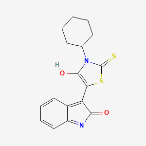 (3Z)-3-(3-cyclohexyl-4-oxo-2-thioxo-1,3-thiazolidin-5-ylidene)-1,3-dihydro-2H-indol-2-one