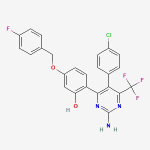 2-[2-Amino-5-(4-chlorophenyl)-6-(trifluoromethyl)-4-pyrimidinyl]-5-[(4-fluorobenzyl)oxy]phenol