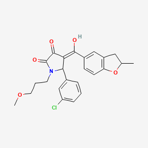 molecular formula C24H24ClNO5 B11147773 5-(3-chlorophenyl)-3-hydroxy-1-(3-methoxypropyl)-4-[(2-methyl-2,3-dihydro-1-benzofuran-5-yl)carbonyl]-1,5-dihydro-2H-pyrrol-2-one 