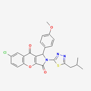 molecular formula C24H20ClN3O4S B11147790 7-Chloro-1-(4-methoxyphenyl)-2-[5-(2-methylpropyl)-1,3,4-thiadiazol-2-yl]-1,2-dihydrochromeno[2,3-c]pyrrole-3,9-dione 