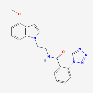 molecular formula C19H18N6O2 B11147808 N-[2-(4-methoxy-1H-indol-1-yl)ethyl]-2-(1H-1,2,3,4-tetraazol-1-yl)benzamide 