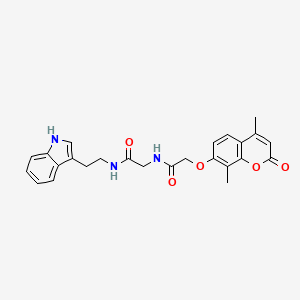 molecular formula C25H25N3O5 B11147814 2-[(4,8-dimethyl-2-oxo-2H-chromen-7-yl)oxy]-N~1~-(2-{[2-(1H-indol-3-yl)ethyl]amino}-2-oxoethyl)acetamide 