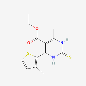 molecular formula C13H16N2O2S2 B11147819 Ethyl 6-methyl-4-(3-methylthiophen-2-yl)-2-thioxo-1,2,3,4-tetrahydropyrimidine-5-carboxylate 