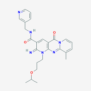 6-imino-11-methyl-2-oxo-7-(3-propan-2-yloxypropyl)-N-(pyridin-3-ylmethyl)-1,7,9-triazatricyclo[8.4.0.03,8]tetradeca-3(8),4,9,11,13-pentaene-5-carboxamide