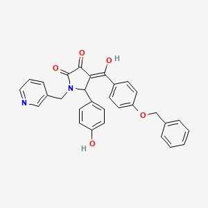 molecular formula C30H24N2O5 B11147875 4-{[4-(benzyloxy)phenyl]carbonyl}-3-hydroxy-5-(4-hydroxyphenyl)-1-(pyridin-3-ylmethyl)-1,5-dihydro-2H-pyrrol-2-one 