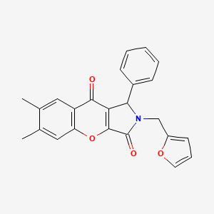 molecular formula C24H19NO4 B11147889 2-(Furan-2-ylmethyl)-6,7-dimethyl-1-phenyl-1,2-dihydrochromeno[2,3-c]pyrrole-3,9-dione 