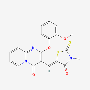 2-(2-methoxyphenoxy)-3-[(Z)-(3-methyl-4-oxo-2-thioxo-1,3-thiazolidin-5-ylidene)methyl]-4H-pyrido[1,2-a]pyrimidin-4-one