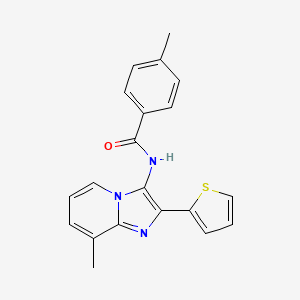 4-methyl-N-[8-methyl-2-(thiophen-2-yl)imidazo[1,2-a]pyridin-3-yl]benzamide