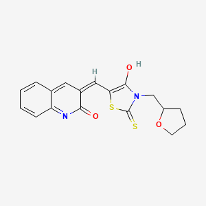 (5Z)-5-[(2-hydroxyquinolin-3-yl)methylidene]-3-(tetrahydrofuran-2-ylmethyl)-2-thioxo-1,3-thiazolidin-4-one